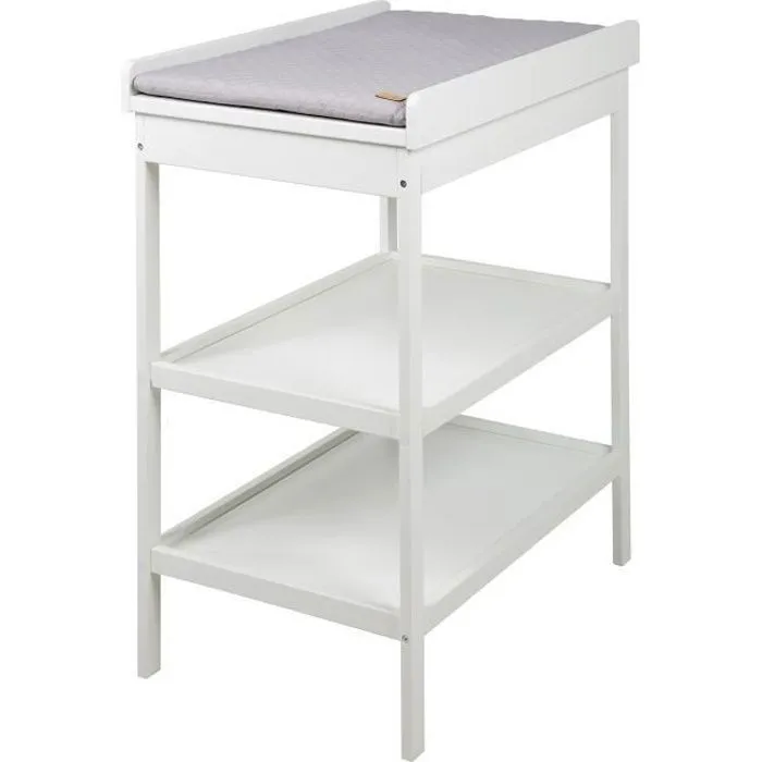 ROBA Table à Langer + Matelas à Langer Gris Piqué "roba Style" - Laqué Blanc-0