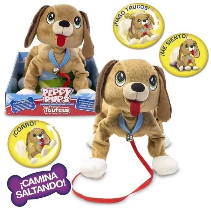 LES TOUFOUS Chien Marron - Peluche Interactive-2