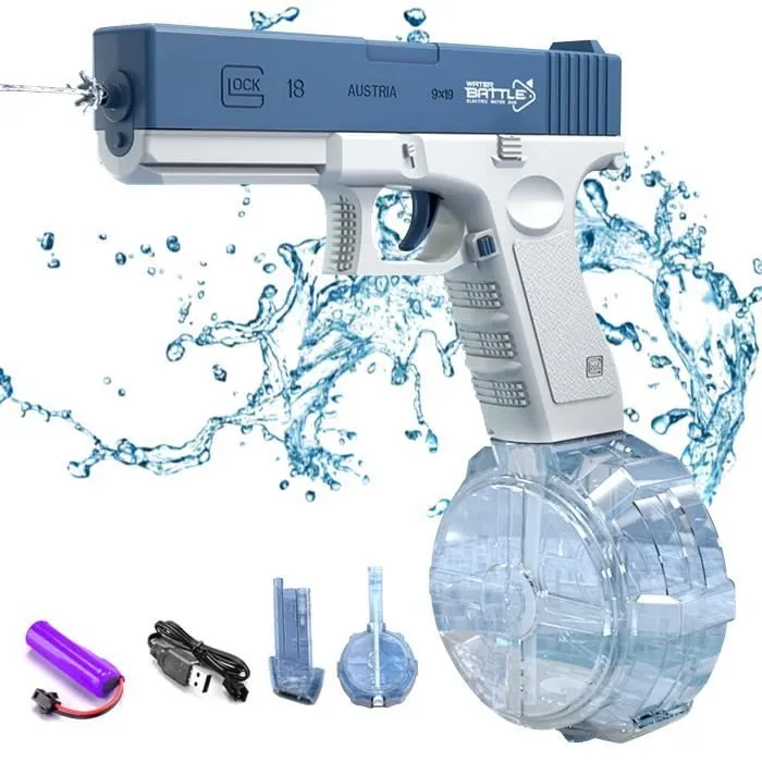 Pistolet À Eau Électrique Pistolet À Eau Automatique pour Enfants Pistolets À Eau Puissants Longue Distance Jusqu'à 8M-bleu-0