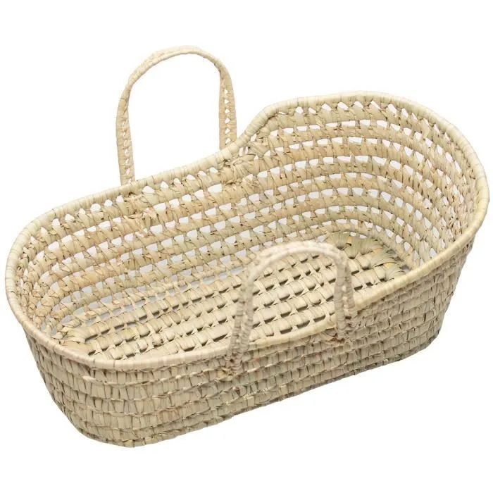 Jouet couffin poupée 50cm en fibres naturelles-0