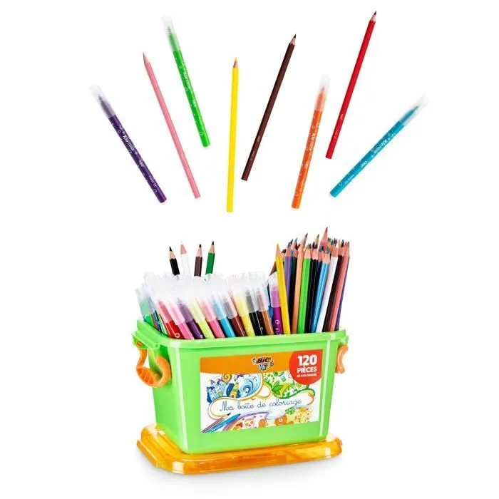 BIC Kids Boîte de Coloriage - 60 Crayons de Couleurs/60 Feutres de Coloriage-1