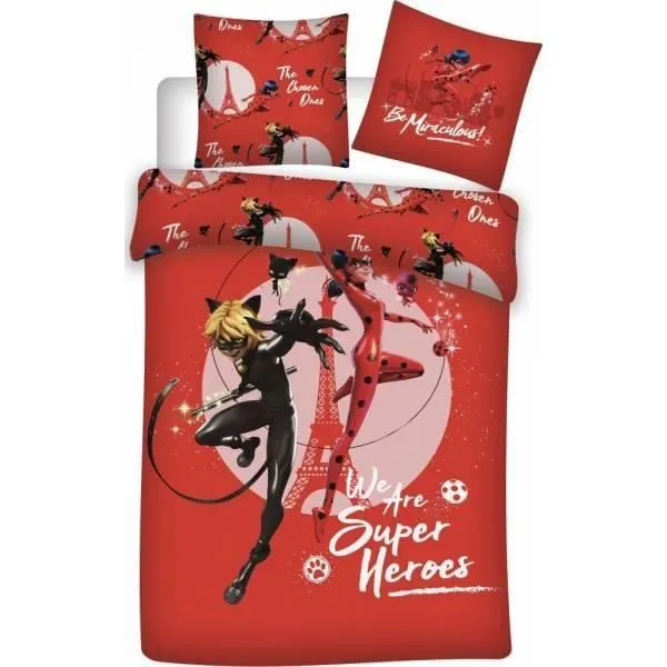 Parure de couette - HOMEROKK - Miraculous - 140x200 cm - Drap Housse 90x190 - 100% polyester-0