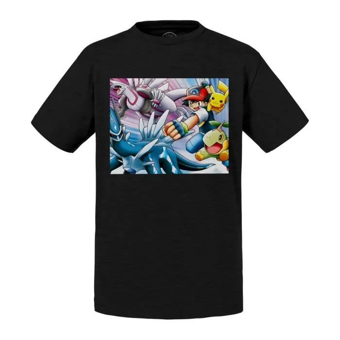 T-shirt Enfant Noir Pokemon Attaque Manga Anime Jeux Video-0