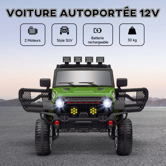 Buggy électrique enfant - AIYAPLAY - télécommande 2.4Ghz - 2 moteurs 12 V - 3 vitesses - vert-4