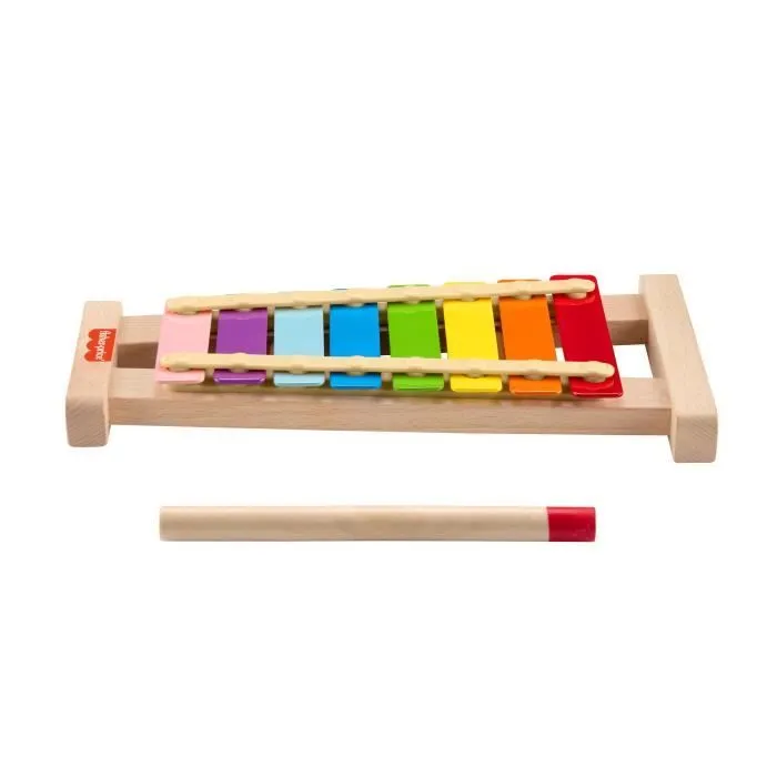 Fisher-Price-Xylophone en bois, instrument de musique avec 2 pièces HXV13-1