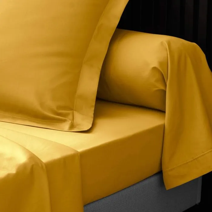Taie de traversin 85x185 cm - Percale 100% coton - Jaune-2