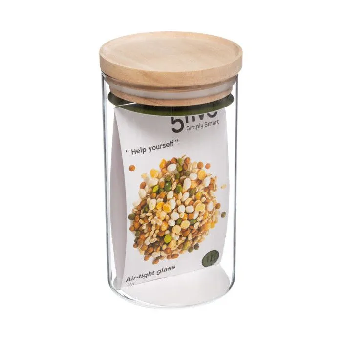 Bocaux de rangement en verre et bois couvercle hermétique Atmosphera - Bocal hermétique 1 Litre-2