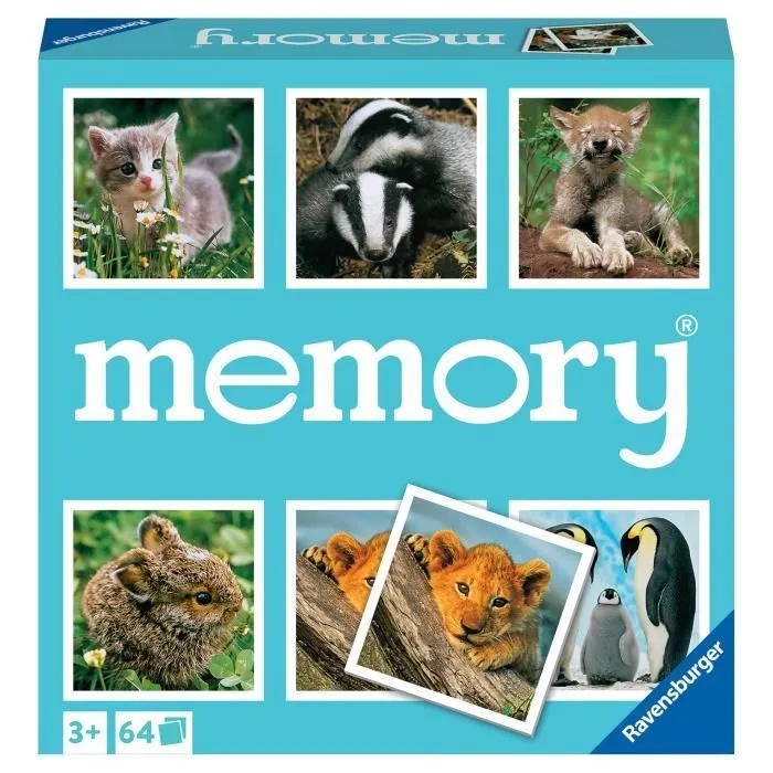 Jeu de paires et de mémoire - Grand memory® - Petits Animaux - Ravensburger - 64 cartes-0