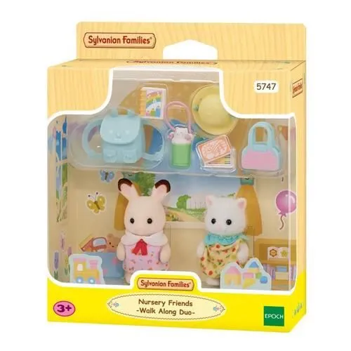 Le duo des bébés en promenade - SYLVANIAN FAMILIES - 5747 - Lapin Chocolat et Chat Persan avec accessoires-0