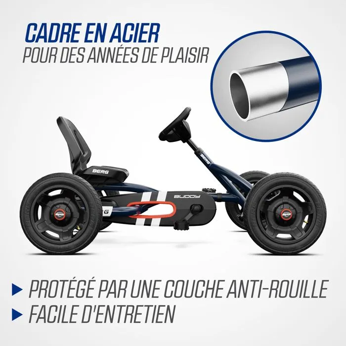 Kart avec siège réglable et pneus à air Buddy Classic Blue BERG-5