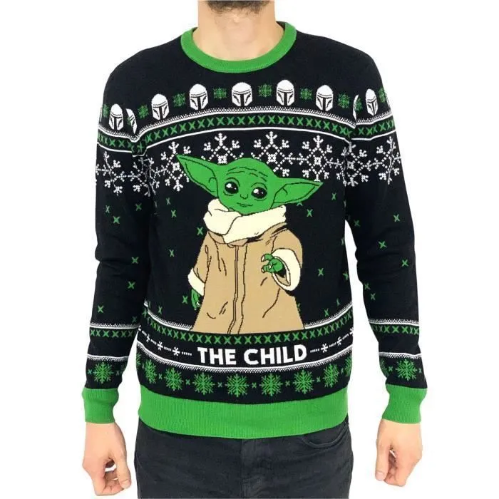 Pull-over Star Wars The Mandalorian - XMAS BABY YODA - Enfant - Noir - Col arrondi - Mixte-0