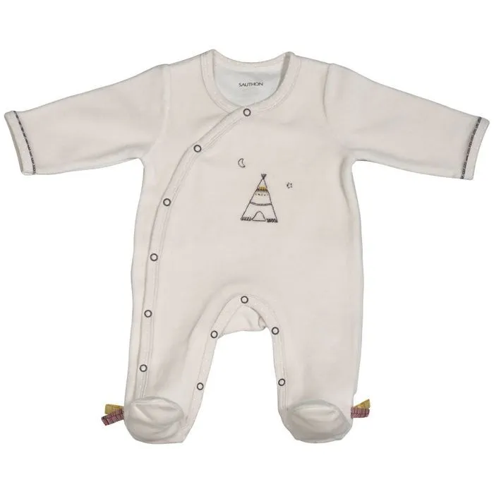 Pyjama bébé à  manches longues en velours-0