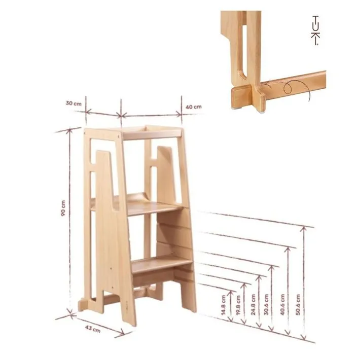 Échelle d'apprentissage - Tuki - Bois Blanc - Sécurité - Hauteur Réglable - Hydrofuge-3
