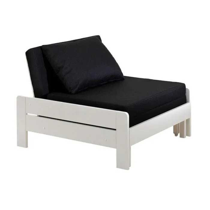 Pack - Lit Superposé & Mezzanine & Mezzanine & Fauteuil-Lit "Pino" Blanc-2