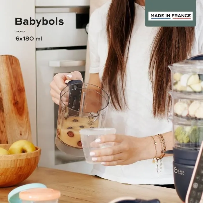 BABYMOOV Babybols lot de 6 pots de conservation pour bébé 180ml, gradués, garantis sans BPA, hermétiques, surface réinscriptible-1