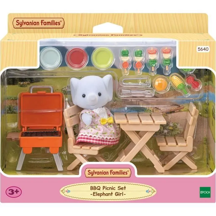 Figurine miniature - SYLVANIAN FAMILIES - La fille éléphant et son set de pique-nique-0