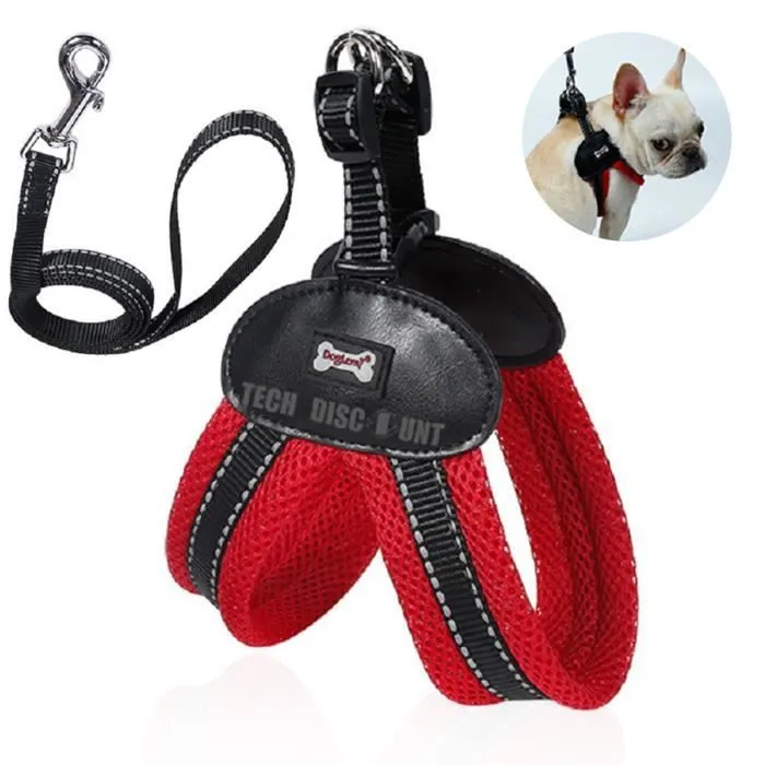 TD® harnais de securité chien anti traction avec laisse moyenne taille grande voiture course a pied canicross gilet sangle poitrine-0