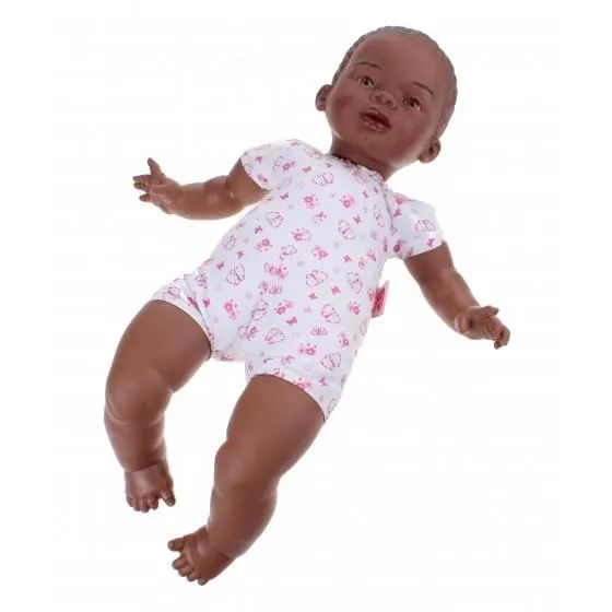 Poupée bébé Nouveau-né corps mou africain 45 cm - BERJUAN - Fille - Marron-0