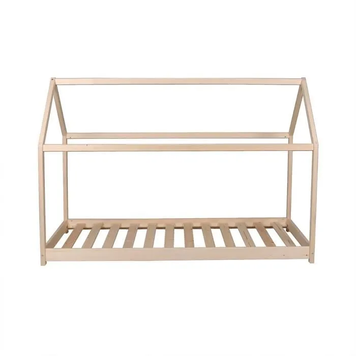 Lit cabane PANDA 90x200 + 1 sommier / Naturel-3
