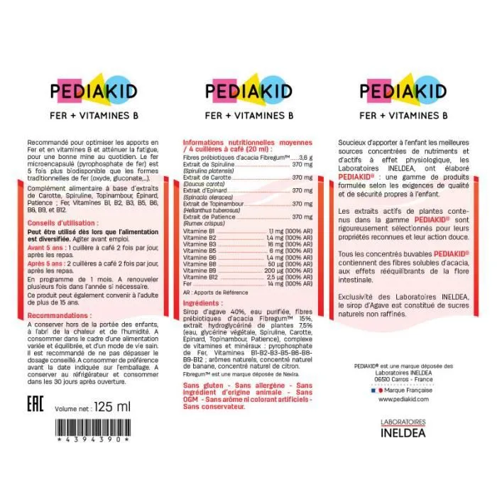 Lot de 2 PEDIAKID Fer + Vitamines B - Complément Alimentaire Enfant - Aide à lutter contre la fatigue - Gout Banane-1