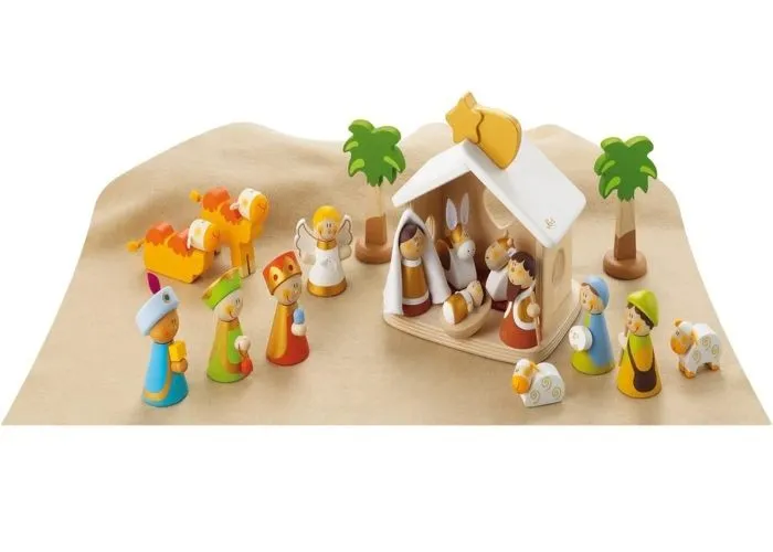 Crèche de Noël en bois - Sevi - Complète - 20 pièces - Multicolore - 29 x 19 x 19 cm-0