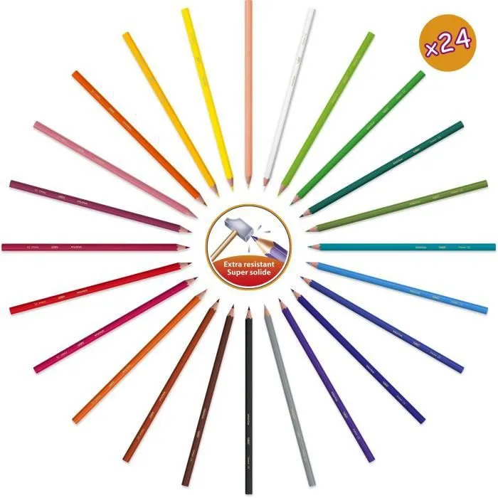 BIC Kids Mallette de Coloriage - 24 Crayons de Couleurs/24 Feutres/16 Craies et 36 Stickers à Colorier-2