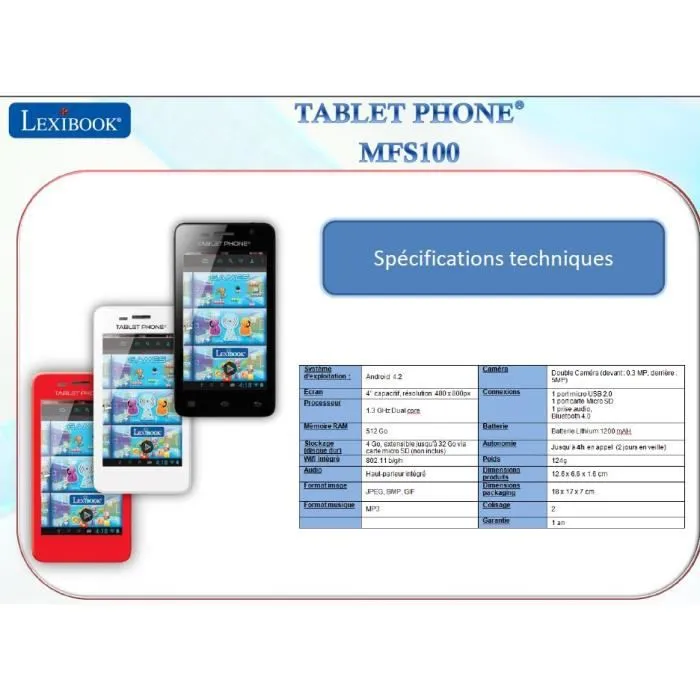Tablet Phone - LEXIBOOK - Téléphone multimédia - Wi-Fi - Mixte-4