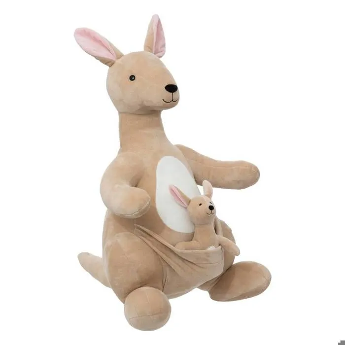 Peluche XL kangourou "Blake" H63cm beige - Atmosphera createur d'interieur - Beige-0