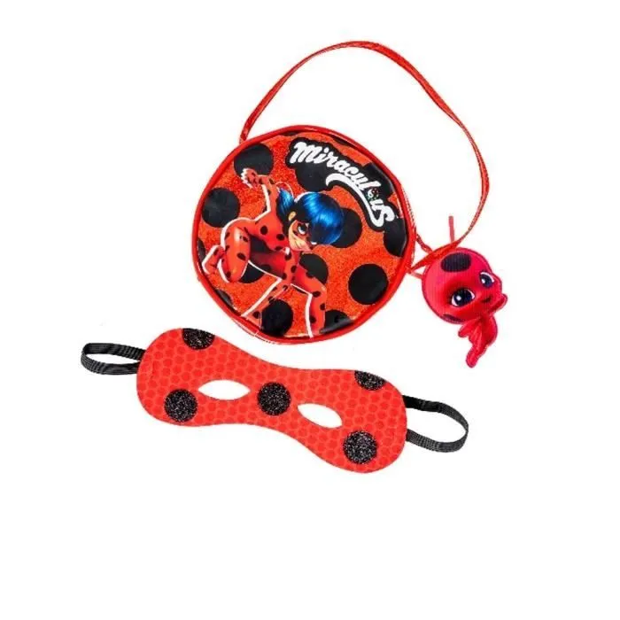 Déguisement Ladybug Miraculous pour enfant - Sac rouge et masque emblématique avec figurine Tikki détachable-0