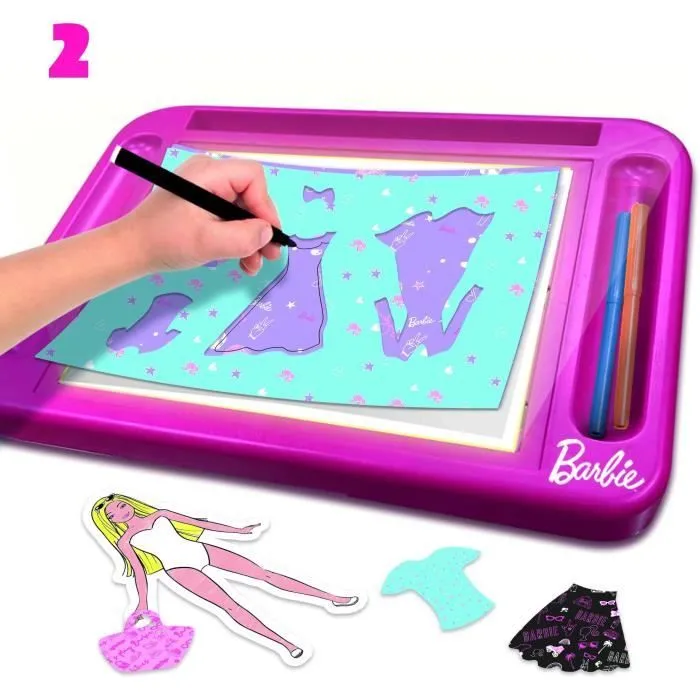 Atelier de mode - Table Lumineuse - LISCIANIGIOCHI - BARBIE - Poupée Barbie, Matériel Créatif-1