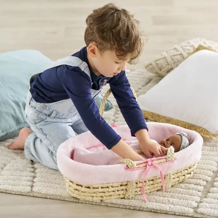 Accessoires poupons - COROLLE - Ensemble Couffin Peluche Rose - pour poupons 36 et 42 cm - dès 3 ans-5