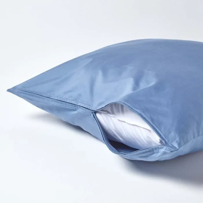 Taie d'oreiller - Coton Egyptien - 80 x 80 cm - Bleu - Élégance - Confort-2