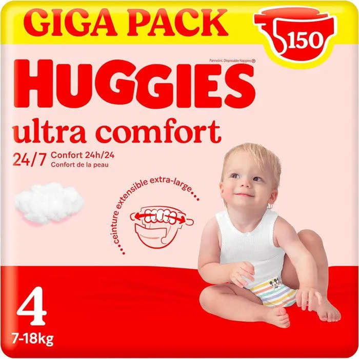 Huggies Ultra Comfort, 3x50 Couches, Taille 4 (9-14 kg)-0