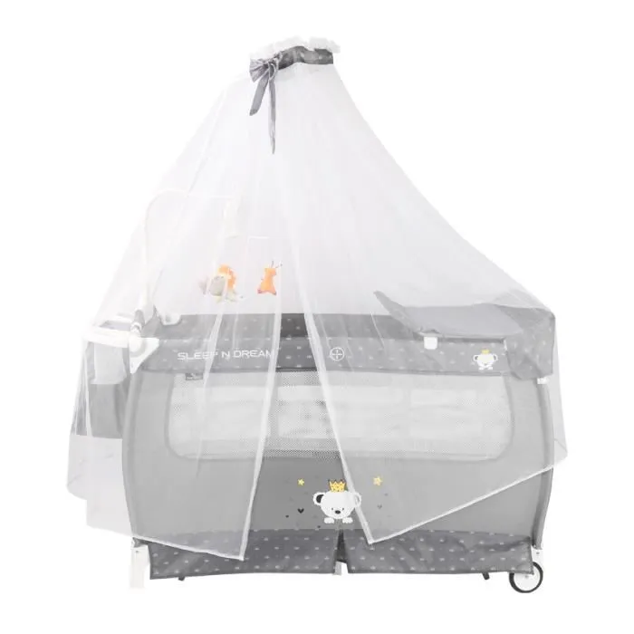 Lit parapluie bébé avec BALDAQUIN – Lit pliant / pliable à bascule Dream (musical)-1