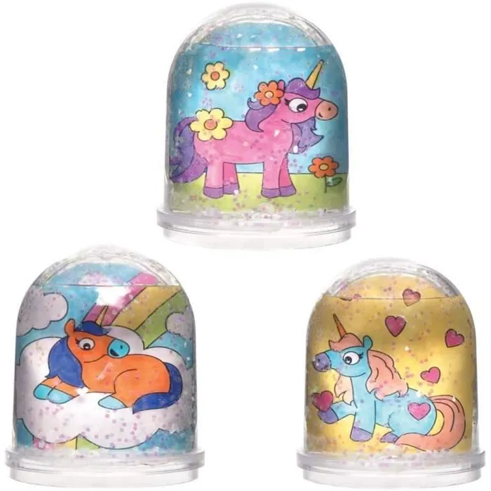 Baker Ross Kits de Boule à Neige Licorne à colorier (boîte de 4) - Loisirs créatifs pour Enfants, - AT316-1