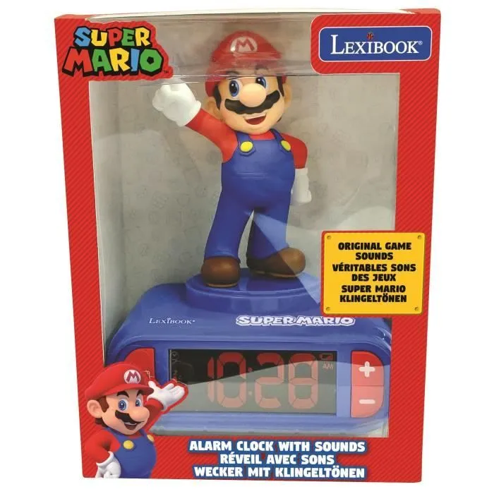 Réveil veilleuse digital LEXIBOOK - Super Mario - 3D lumineux et sonore - Bleu et rouge - Enfant-4