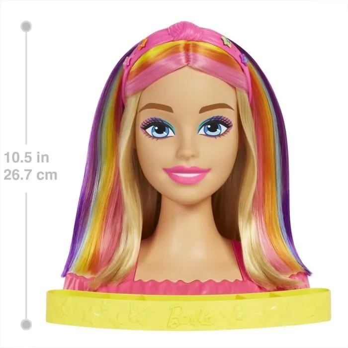 Barbie®-Ultra Chevelure-Tête à Coiffer blonde mèches arc-en-ciel HMD78-1