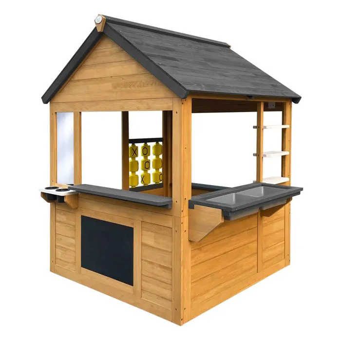 AXI Lynn Maisonnette en bois, marron/anthracite | Maisonnette de jardin pour l'extérieur, bois de pruche FSC 100 % | Maison de jeux-0