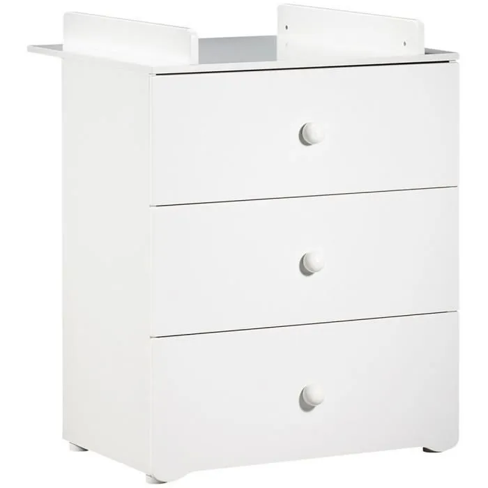 Chambre bébé duo Basic boule: Lit 120x60, commode à langer - Babyprice - Blanc-2