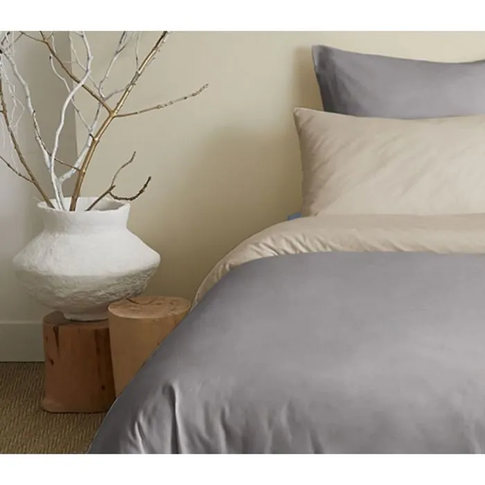 Pack complet 6 pièces Taupe/Lin réversible housse de couette pour lit 180 x 200 cm "King size"-3