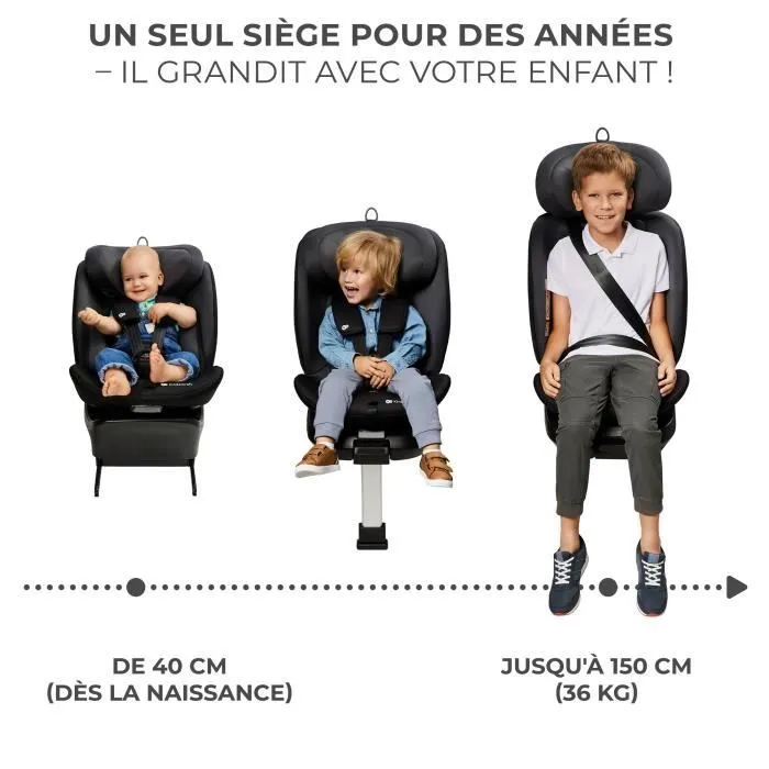 Siège auto I-size 40-150 cm - KINDERKRAFT I-360 - Siège pivotant 360 - Base intégrée avec isofix - Inclinaison du siège - Noir-1