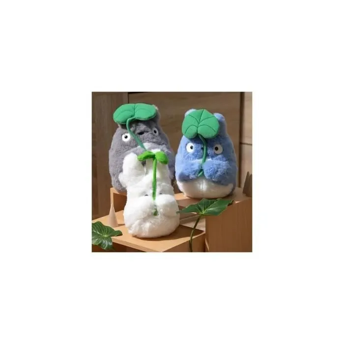Semic - Mon voisin Totoro - Peluche Nakayoshi Small Totoro with leaf 19 cm-1