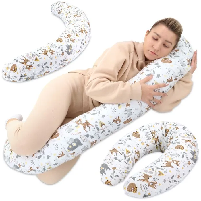 Oreiller d'allaitement xxl oreiller dormeur latéral - Coton Oreiller de grossesse, de positionnement adultes Cerf-0