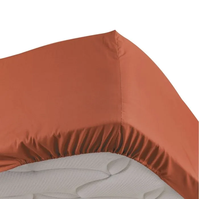 Lot de 2 Draps housse King size Orange 180 x 200 cm en percale bonnet 30 cm-1
