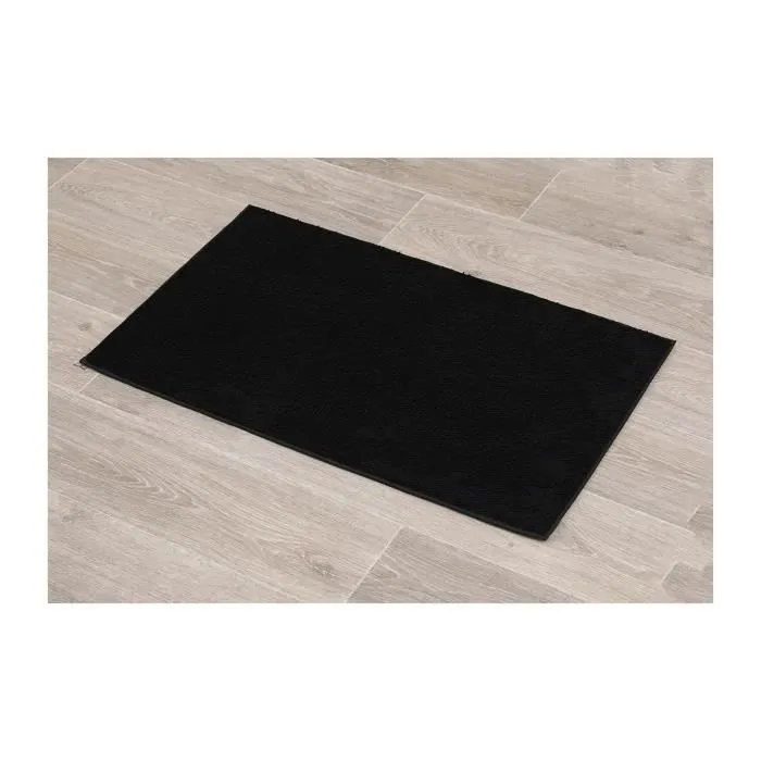 TENDANCE - Tapis de salle de bain en polyester Noir 45 x 75 cm-1