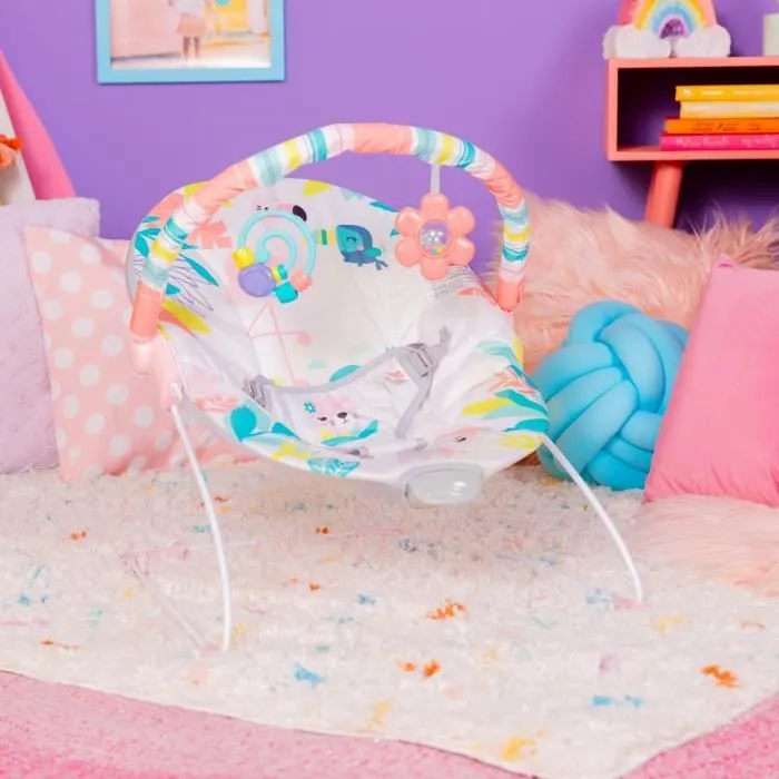 BRIGHT STARTS Transat bébé Flamant Rose, Vibrations apaisantes, Arche d'éveil avec jouets interactifs-6