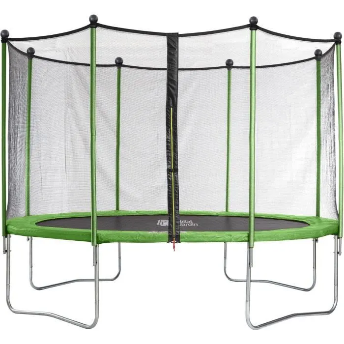 Trampoline " Yoopi " - Ø 3.65 m - avec filet + échelle + couverture + kit d'ancrage-1
