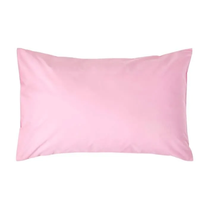 Taie d'oreiller rectangulaire coton égyptien 200 fils coloris rose 50 x 75 cm Env.-0