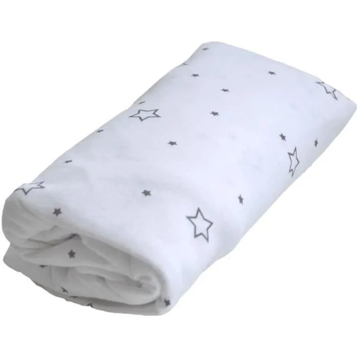 Drap housse tout en 1 imprimé étoiles - Gris - 60 x 120 cm-0