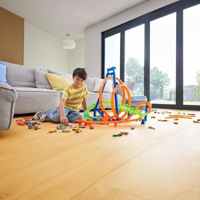 Circuit de voitures - Hot Wheels - Coffret Looping - 5 zones de carambolage - 1 voiture incluse - Dès 4 ans-4